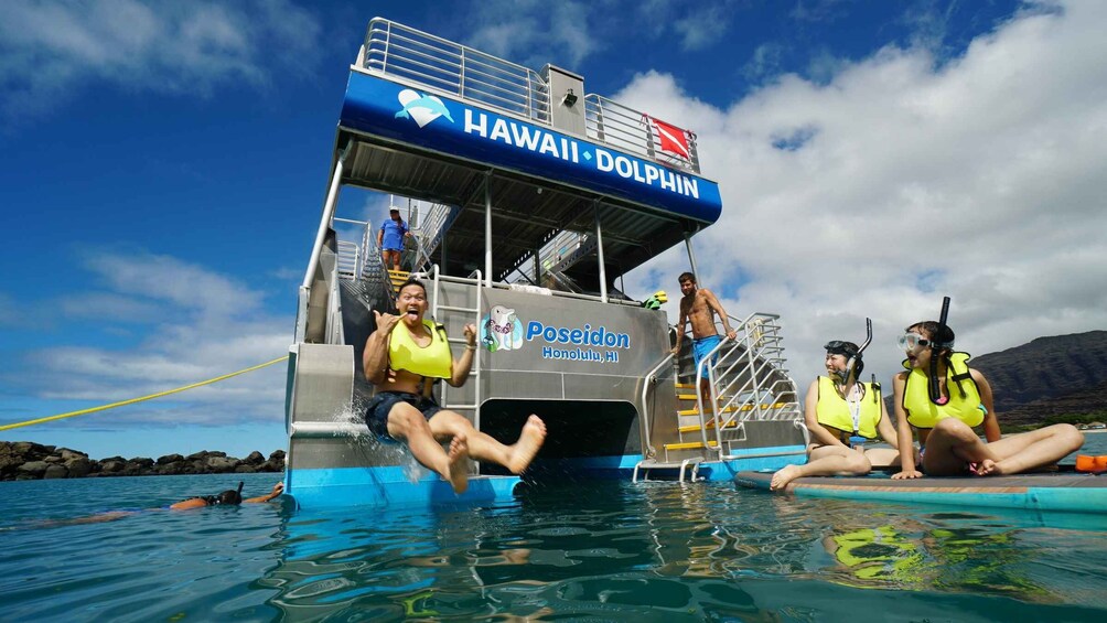 Picture 1 for Activity Oahu: Dolphin Watch, Turtle Snorkel, Waterslide Activities,