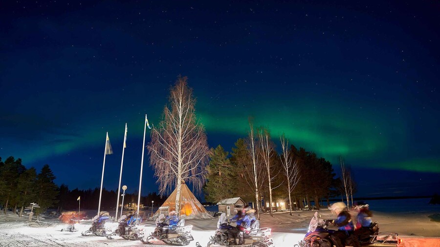 Luleå : Northern lights snowmobile tour