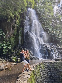 Furnas: Volcano Crater, Lake, Tea Plantation, and Waterfall