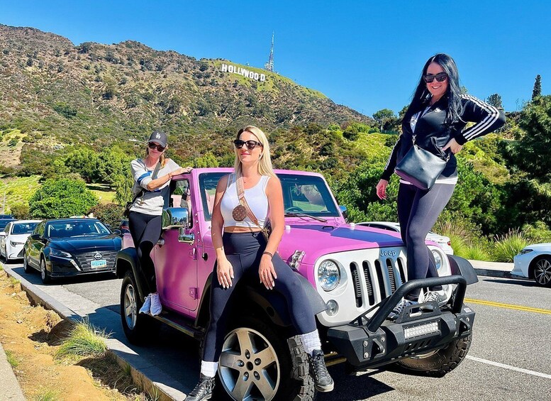 Picture 1 for Activity Los Angeles: Hollywood Sign Tour on an Open Pink Jeep