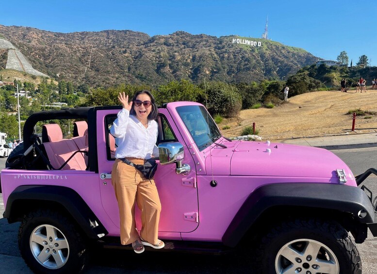 Picture 5 for Activity Los Angeles: Hollywood Sign Tour on an Open Pink Jeep