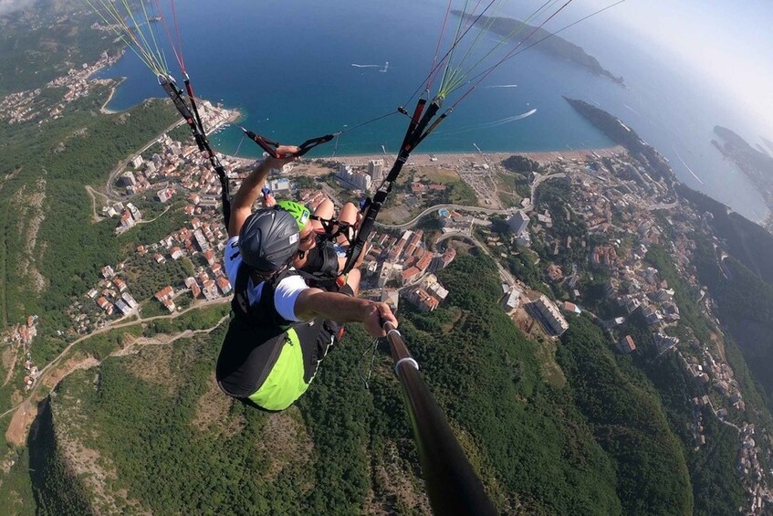 Picture 3 for Activity Becici Beach: Tandem Paragliding Flight in Budva Riviera