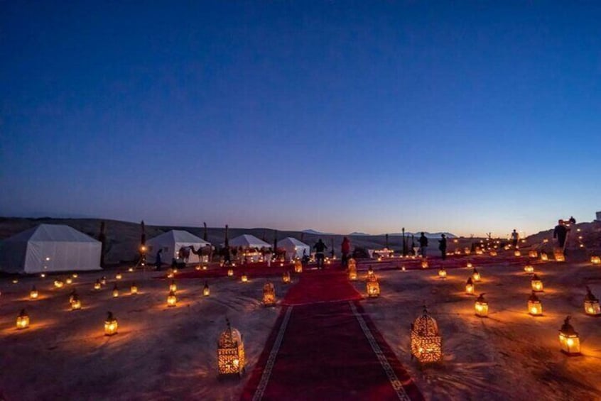 Magical Dinner in Marrakech Desert with Transportation