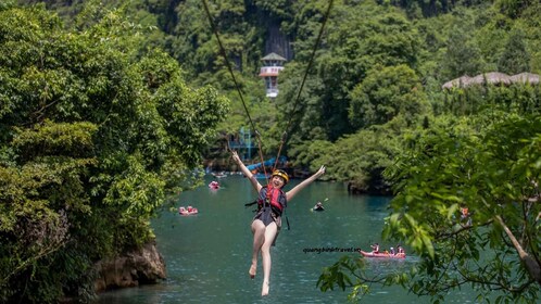 From DongHoi: Paradise Cave and Zipline Dark Cave 1 day tour