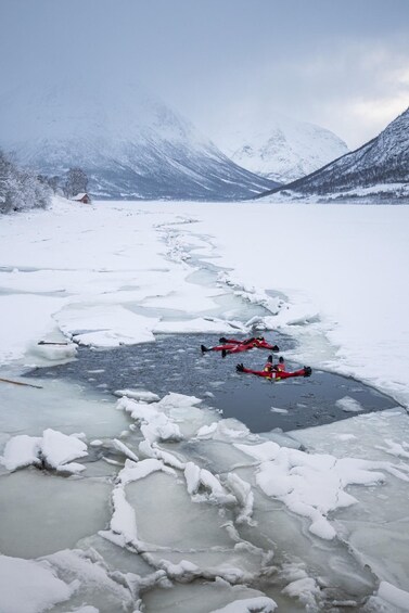 Picture 7 for Activity Tromsø: Arctic Ocean Floating Camp Rescue Suit Swimming