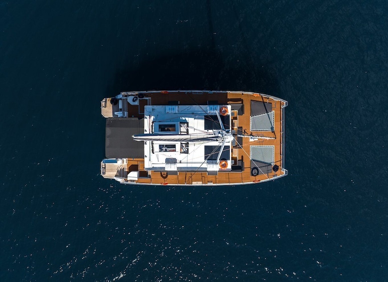 Picture 2 for Activity Santorini: Catamaran Caldera Cruise with Meal and Drinks