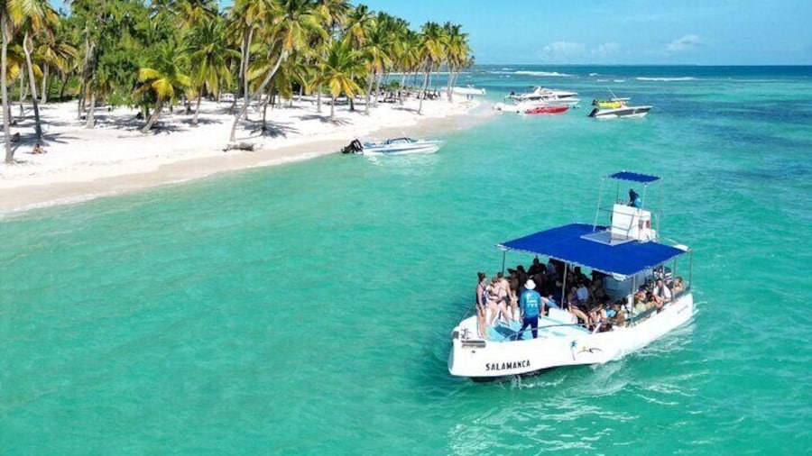 Motorized catamaran at Canto de la playa
