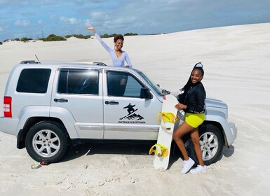 Sandboarding with jeep - drive uphill