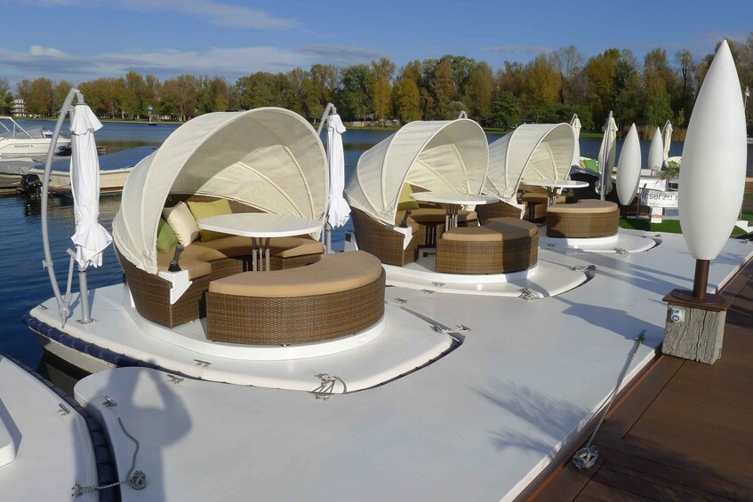 Picture 2 for Activity Vienna: Private Floating Island E-Boat Rental on Danube