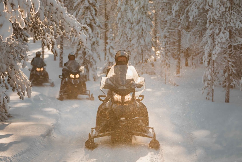 Picture 1 for Activity Rovaniemi: Electric Snowmobile Safari Tour with Ice Fishing