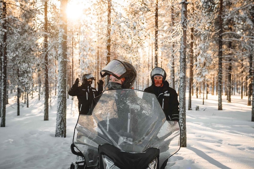 Picture 2 for Activity Rovaniemi: Electric Snowmobile Safari Tour with Ice Fishing