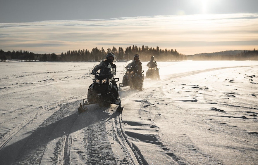 Picture 3 for Activity Rovaniemi: Electric Snowmobile Safari Tour with Ice Fishing