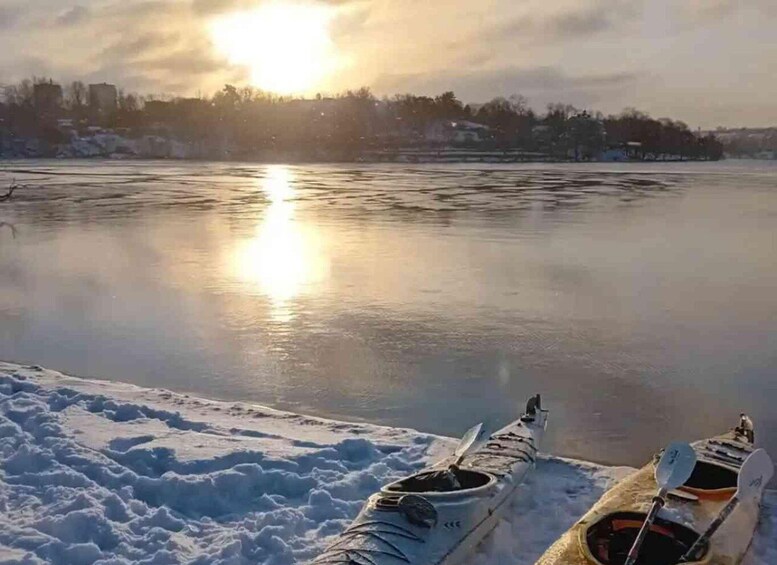 Picture 5 for Activity Stockholm: Winter Kayaking Tour with Optional Sauna Time