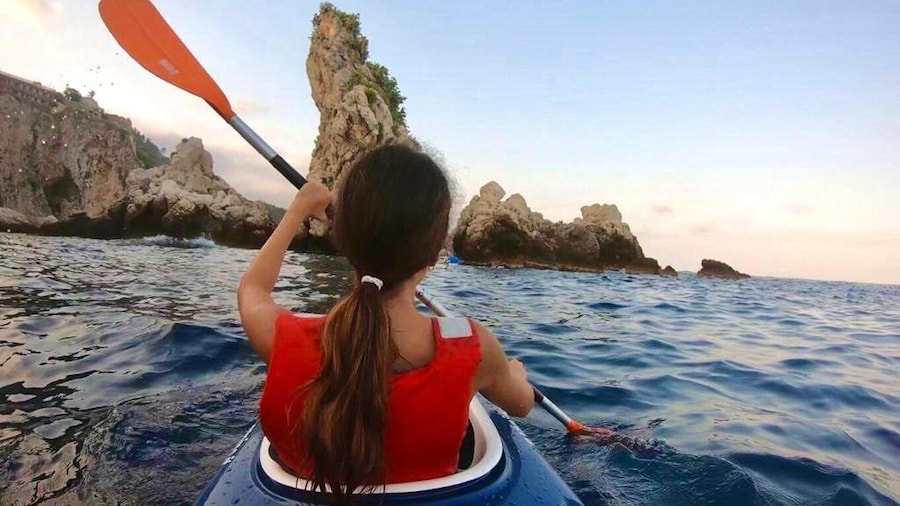 Taormina: Kayak Coastal Tour to Isola Bella and Blue Grotto