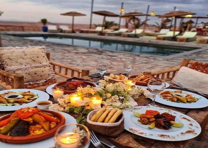 From Marrakech: Agafay Desert Sunset Dinner with Live Show