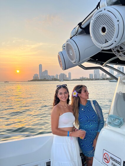 Sunset Party open bar on the bay while sharing with locals