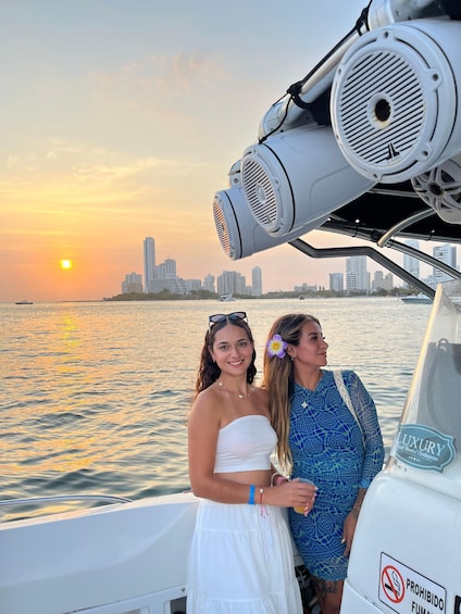 Sunset Party open bar on the bay while sharing with locals