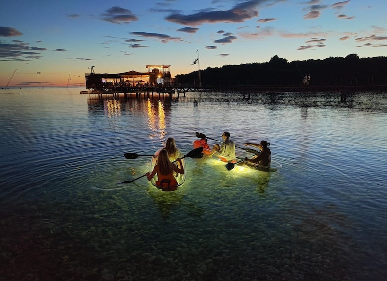 Pula: Blue Cave After Sunset/Night Tour in Transparent Kayak