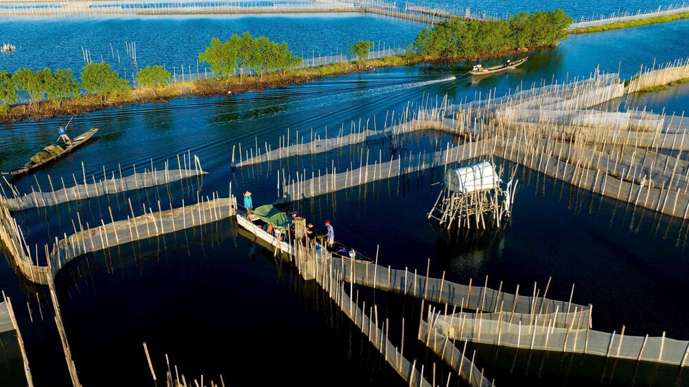 Sunrise floating market on Tam Giang lagoon