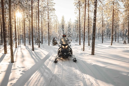 Rovaniemi: recorrido en moto de nieve eléctrica al amanecer con aperitivos