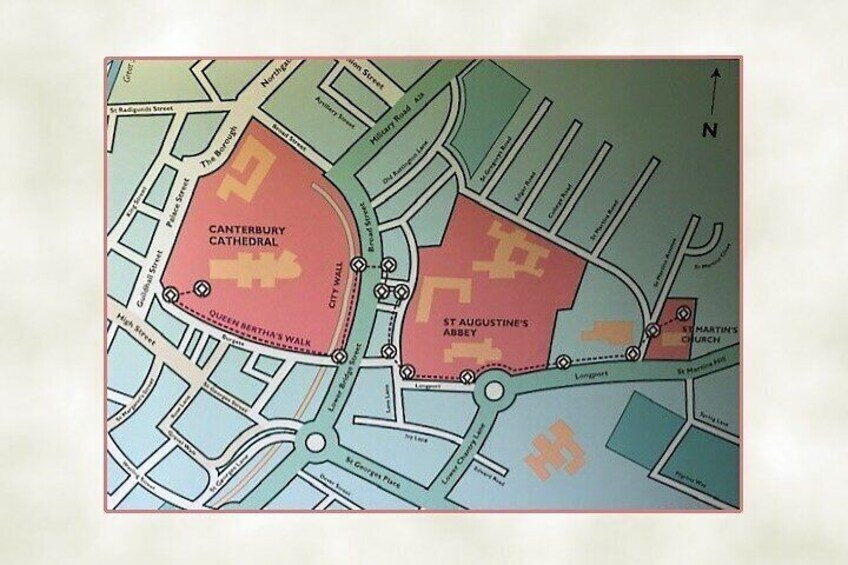 Map of Canterbury's 3 World Heritage Sites