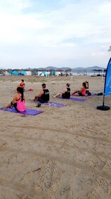 Pilates op het strand van Tigaki