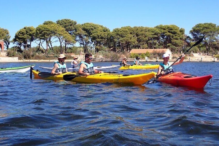 Guided kayak tour inside the Stagnone of Marsala