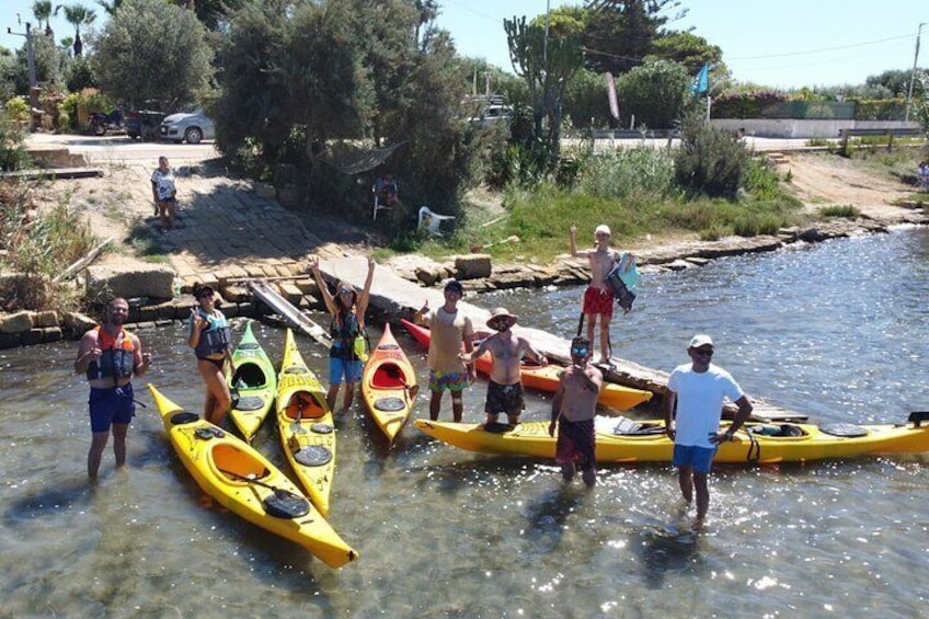 Guided kayak tour inside the Stagnone of Marsala