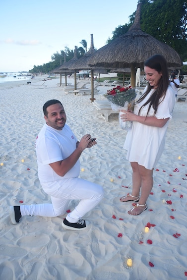 Picture 9 for Activity Mauritius: Private Beach Wedding Proposal with Roses & Props
