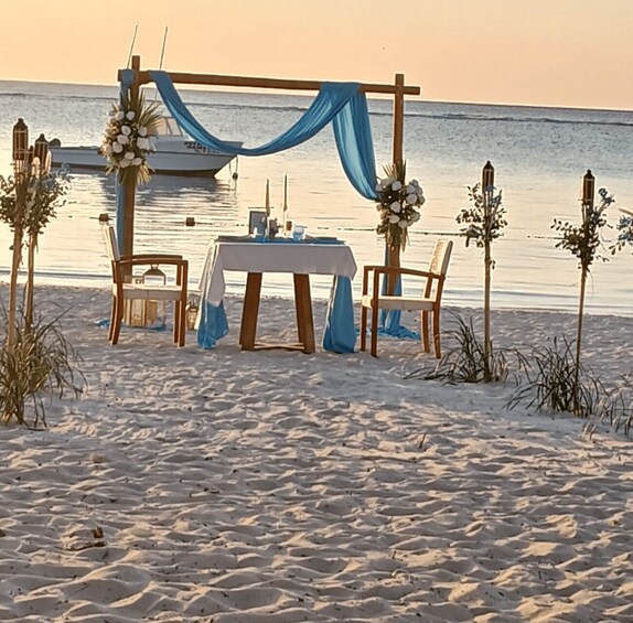 Picture 10 for Activity Mauritius: Private Beach Wedding Proposal with Roses & Props