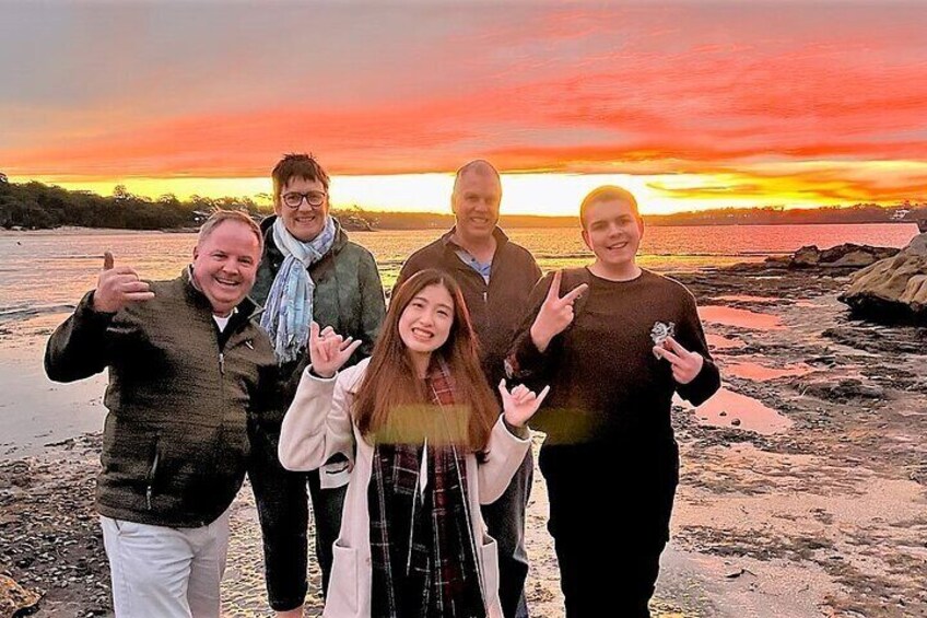 Small group at sunset South Coast Tour