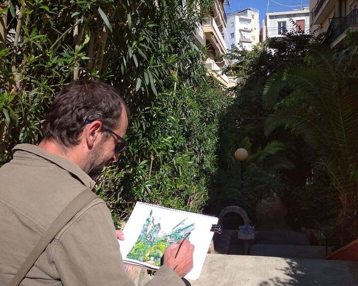 Outdoor drawing class in Modern Athens; Pangrati, Metz..