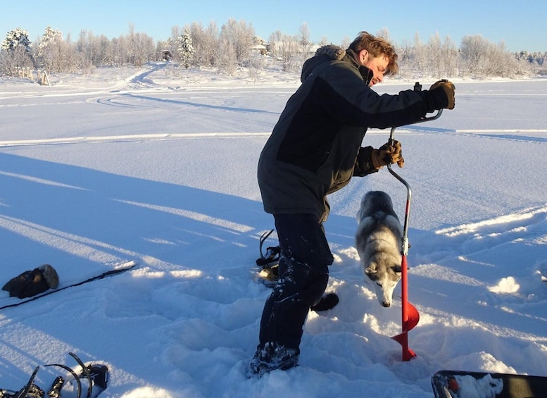 Picture 3 for Activity Wilderness Tour with Snowmobile & Ice Fishing