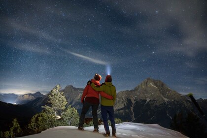 The Dolomites at night with snowshoes