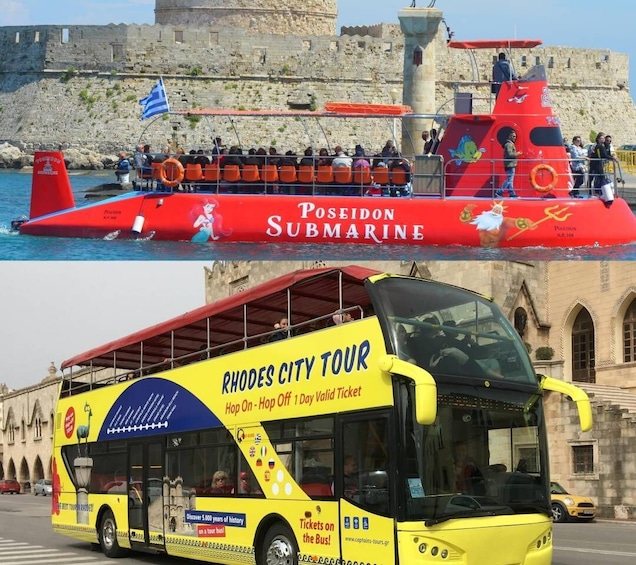 Rhodes: Hop-on Hop-off Bus and Submarine Tour