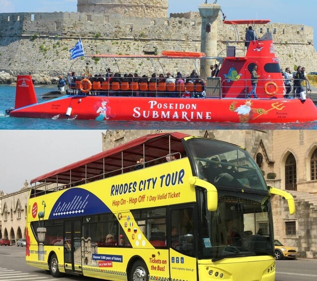 Rhodes: Hop-on Hop-off Bus and Submarine Tour