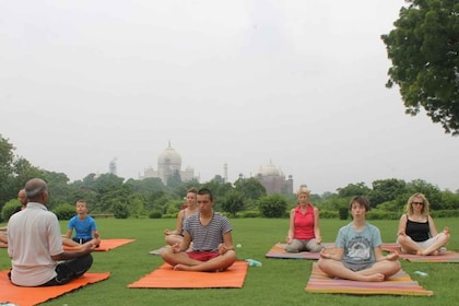 Tour de yoga en el Dhed del Taj por un instructor certificado en Agra