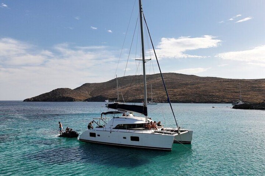 Private Mykonos Catamaran Day Cruise with Meals & Water Toys