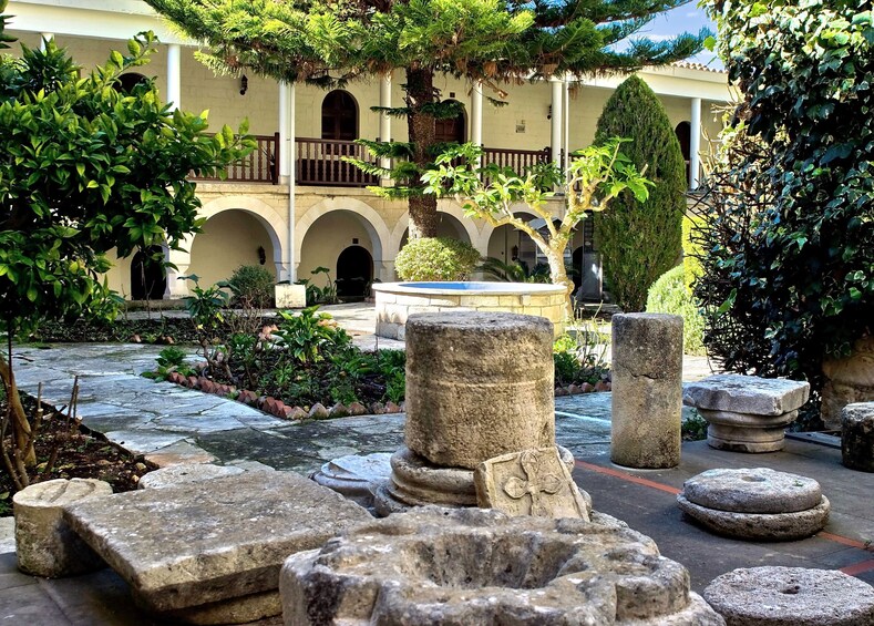 Ancient stone in a plaza in Cyprus