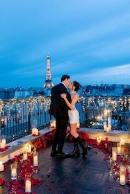 Romantic proposal on an Eiffel View Palace terrace