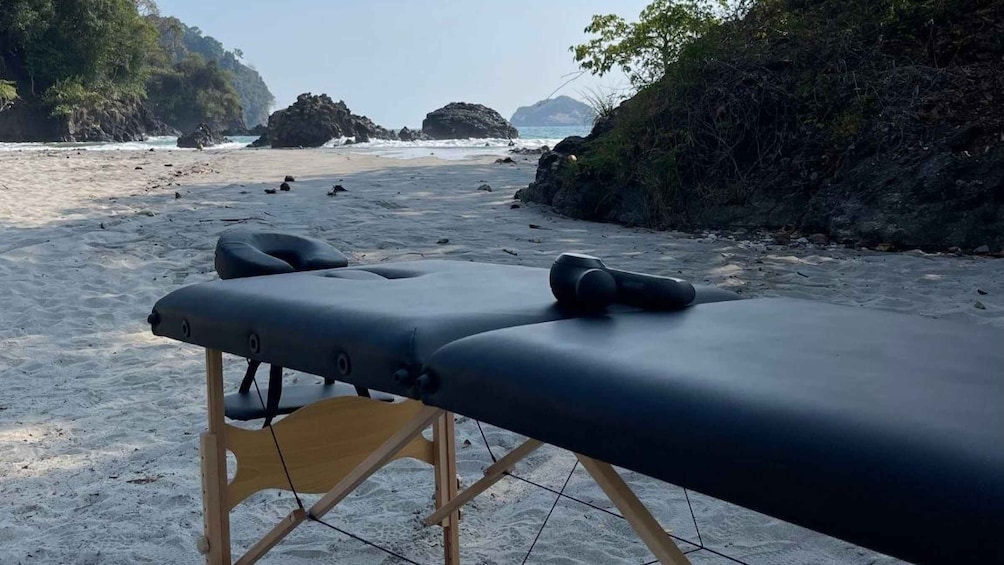 Percussive Massage Therapy + Assisted Stretching on beach