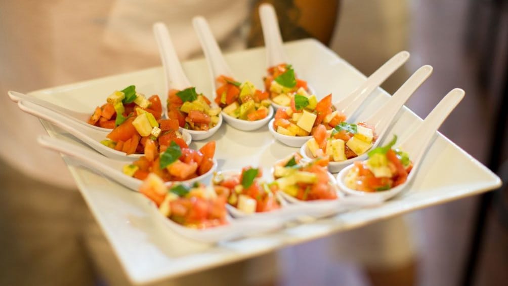Plate of appetizers on a food tour in San Juan, Puerto Rico