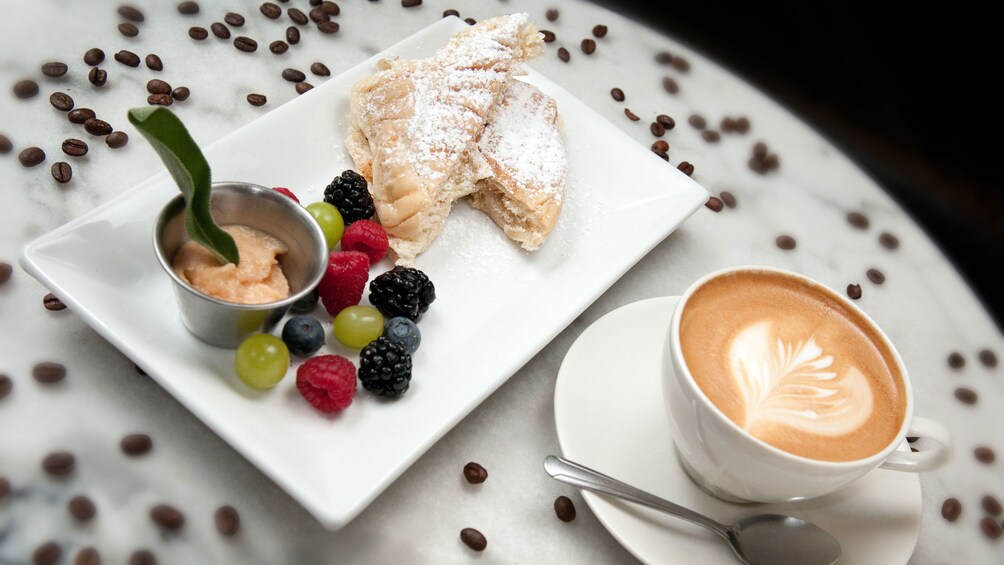 Dessert and coffee on a food tour in San Juan, Puerto Rico