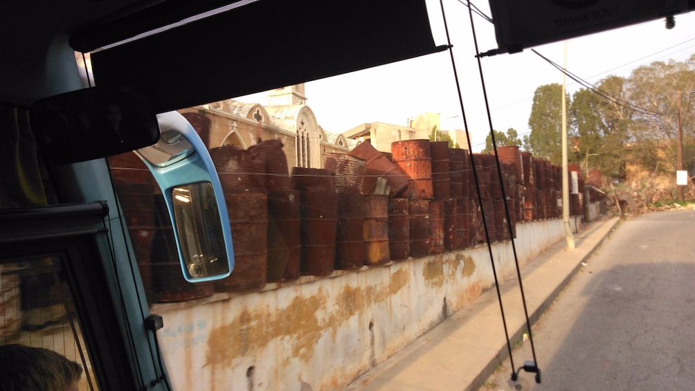 Show item 4 of 6. Driver's view in tour bus in Cyprus