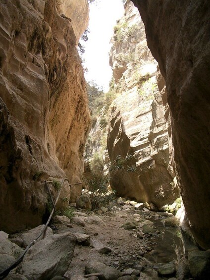 Hiking path in a rock canyon in Paphos