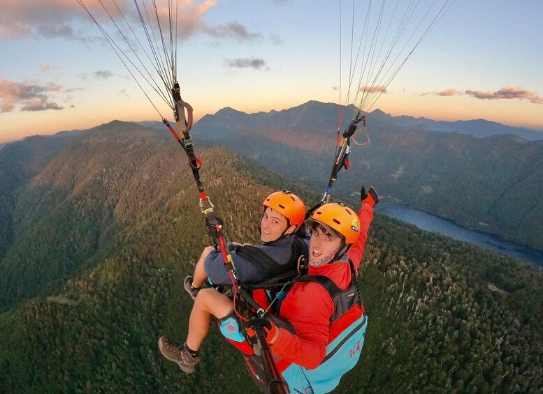 Huerquehue Park from the air with a Paragliding champion