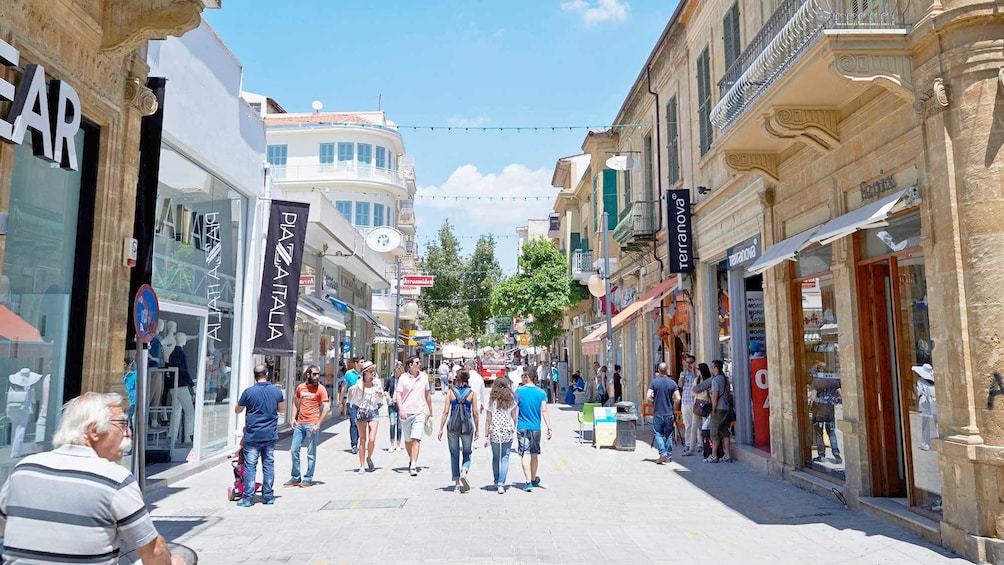 Guests walking along the Ledra Street Thoroughfare in Nicosia, Cyprus