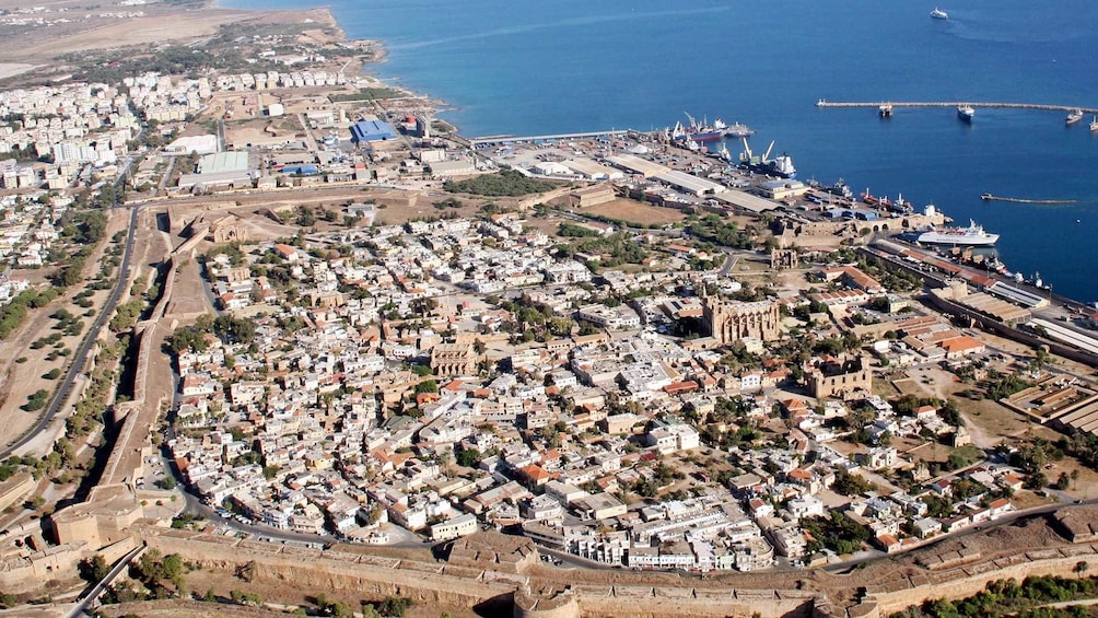 Aerial view of the old city Famagusta, Cyprus
