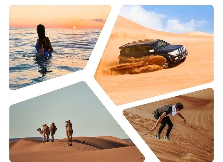 Doha Desert Safari: Sandboarding, Camel Ride & Swimming Fun