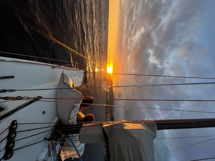 Sunset on a sailing boat